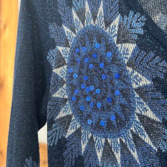 Desigual Helen Mandala Sequin Print 3/4 Sleeve Knit Mini Scoop Neck Dress Sz M - Picture 4 of 13